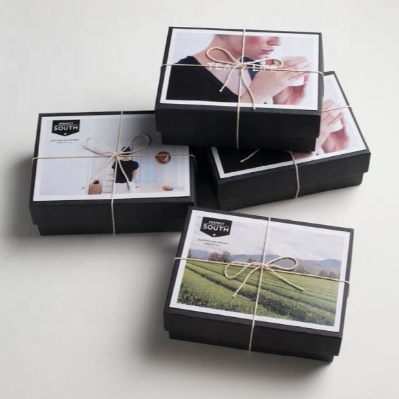 Wholesale custom luxury tea gift paper box for 3 bottle canned tea packaging