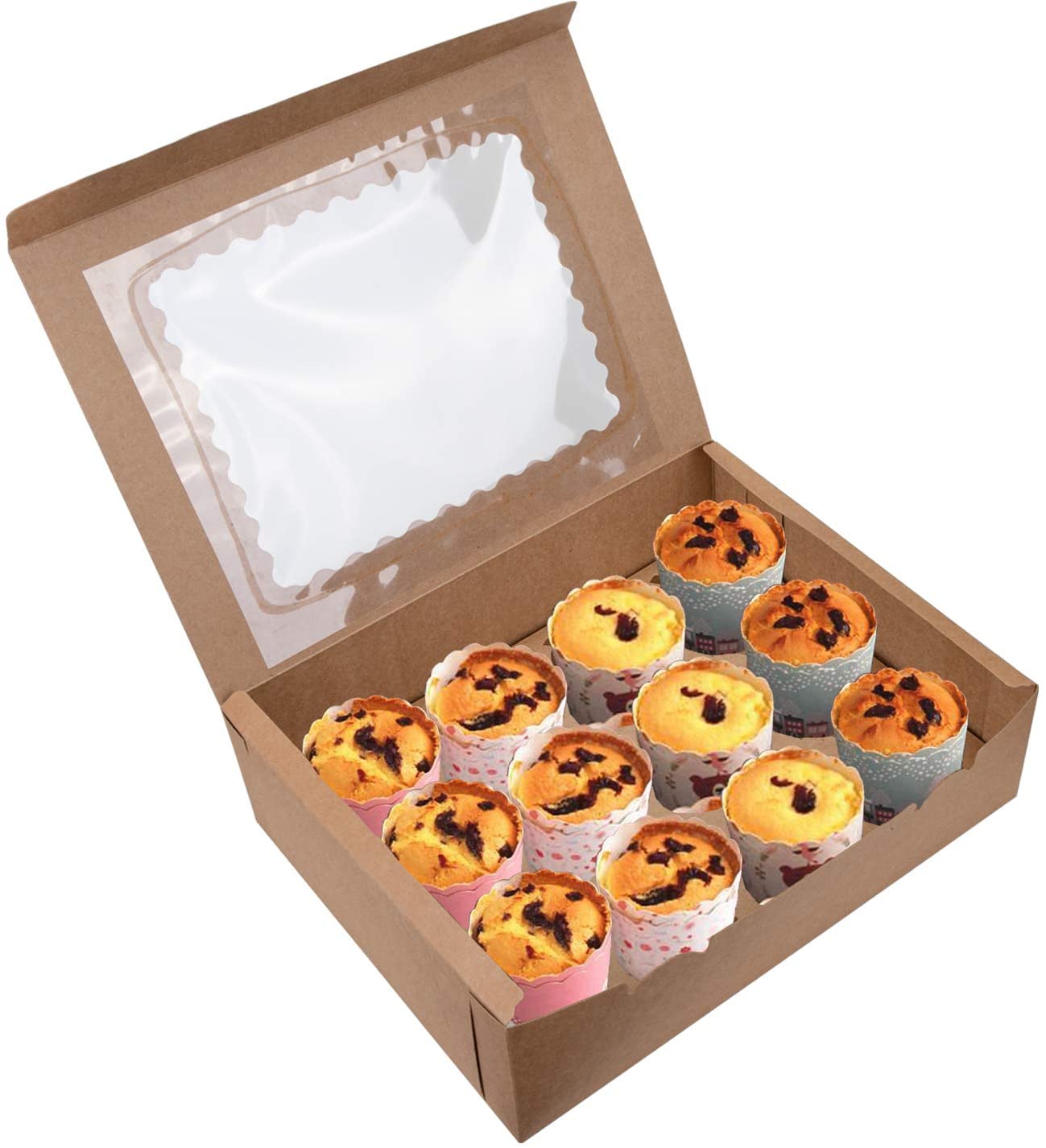 Wholesale 12 Holes Cupcake Box For Cupcakes and Cakes with Removable Tray clear windowed cake Box