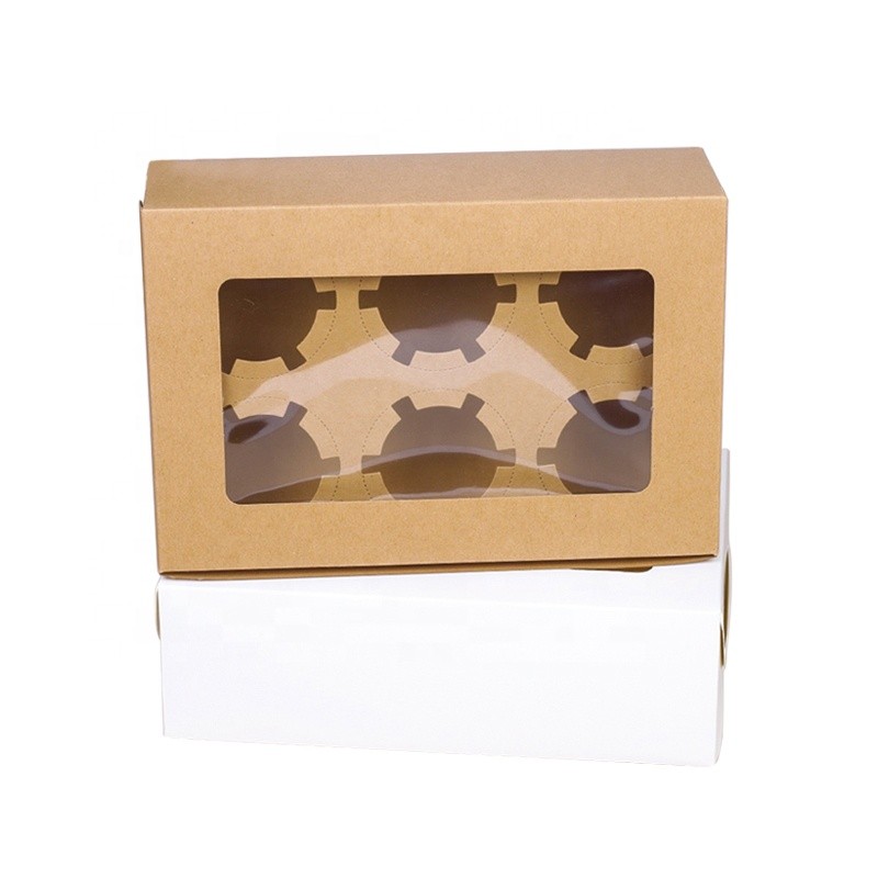 Hot sell cupcake boxes with cup cake windows for bakery boxes custom