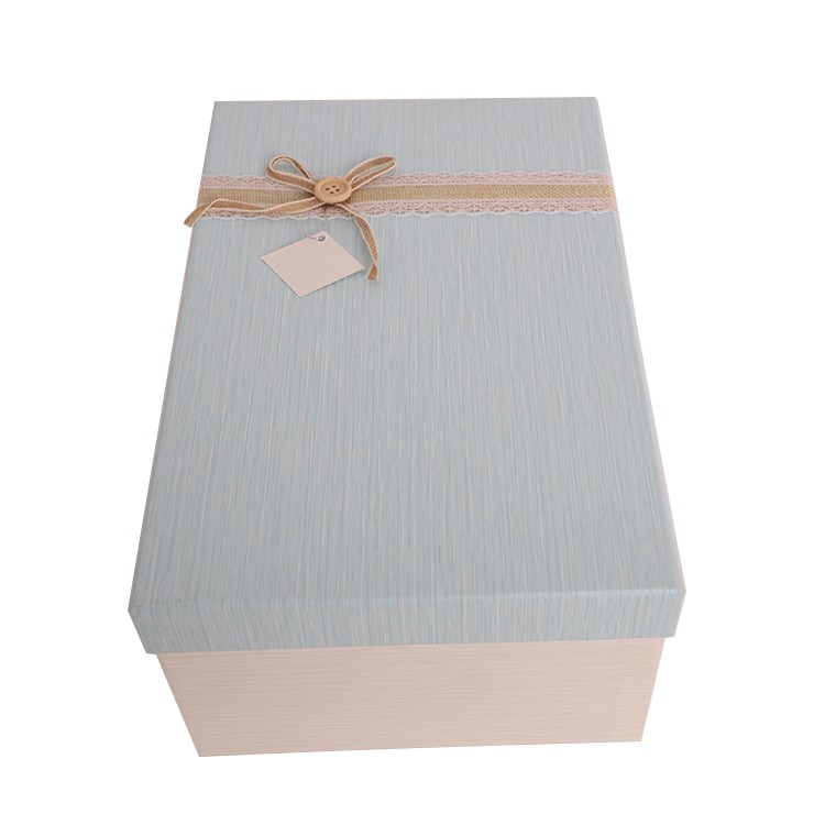 Custom Rectangle Two Pieces Gift Packaging Box With Bowknot