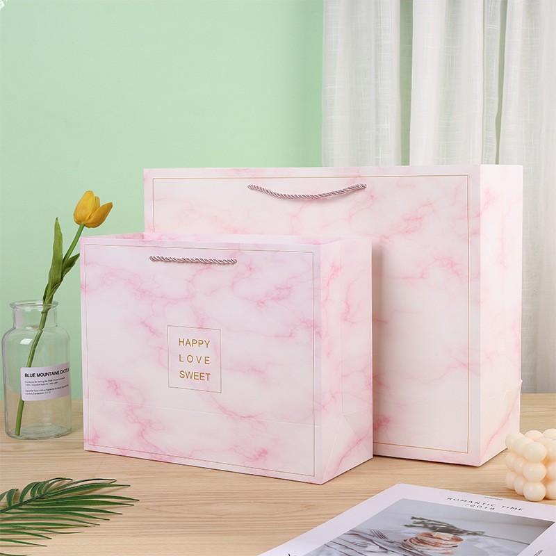 Wholesale Luxury Custom Printing Pink Shopping Packaging Small Paper Gift Bag With Your Own Logo