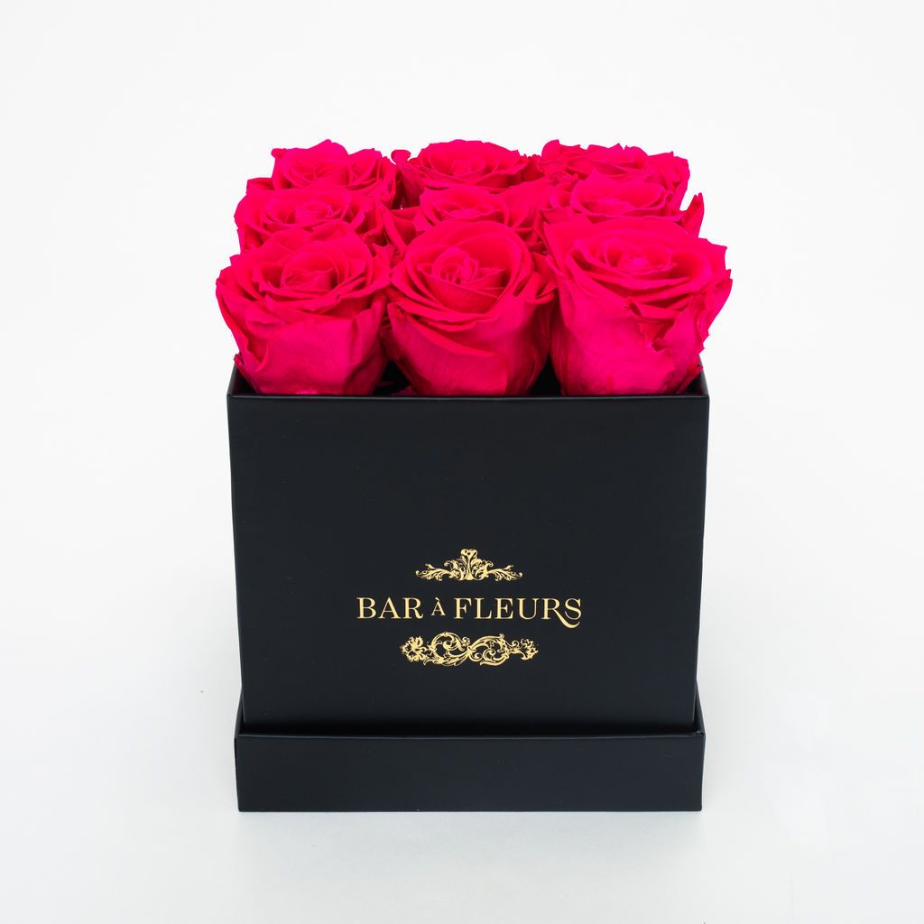 Custom Black Flower Paper Box With Foam For 9 Roses Packaging