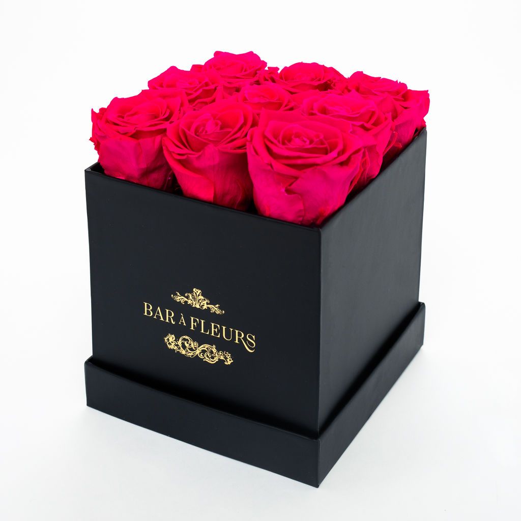 Custom Black Flower Paper Box With Foam For 9 Roses Packaging