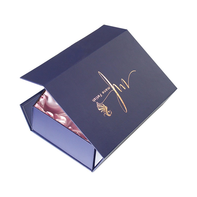 Wholesale luxury box packaging with silk and buttons magnetic folding gift clothing box