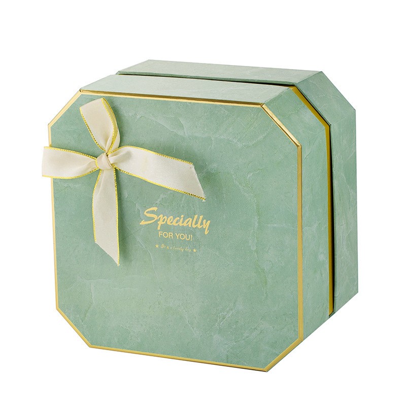 High end Luxury Octagon Two Pieces Gift Paper Box With Bowknot For Candy Packaging