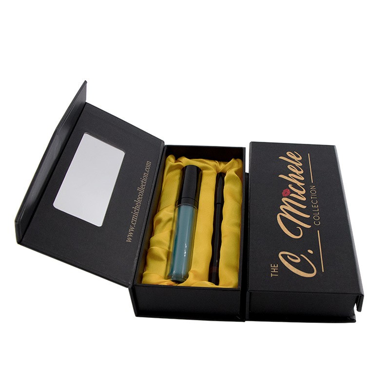 Customized Paper Packaging Cosmetics Magnetic Closure Box With Satin Insert