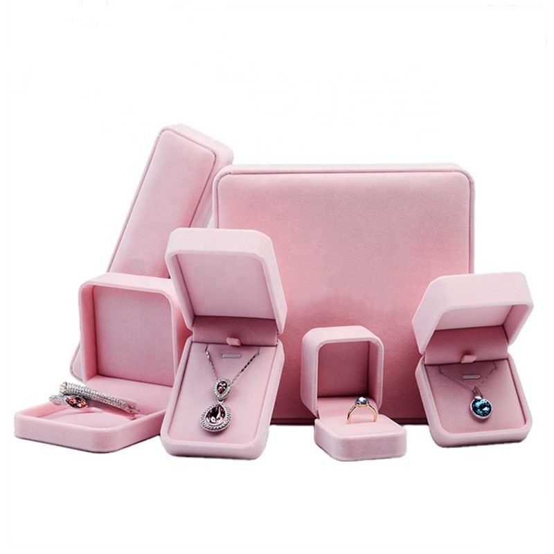 2022 New Design Pink Velvet Jewelry Gift Box For Earrings Bracelet Necklace With Velvet Insert