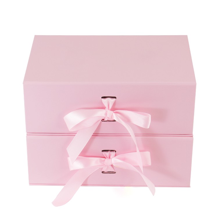 Hot sales creative custom boxes with logo pink gift paper box with ribbon closure