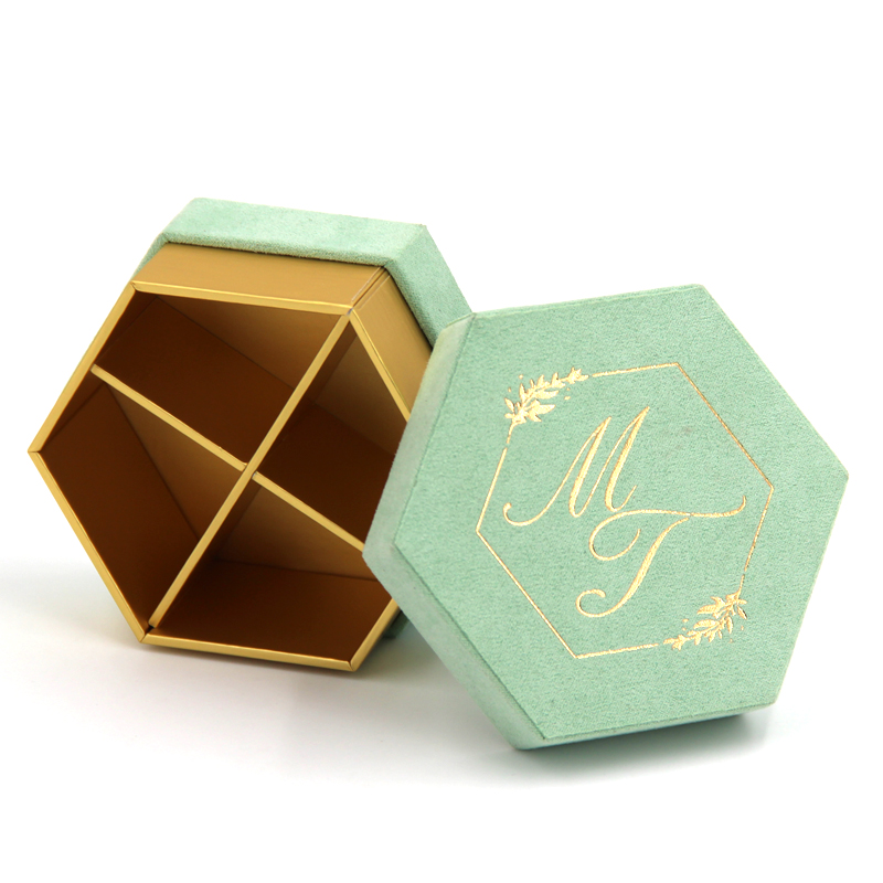 Luxury candy storage gift paper box for wedding favors custom hexagonal creative marble candy gifts box