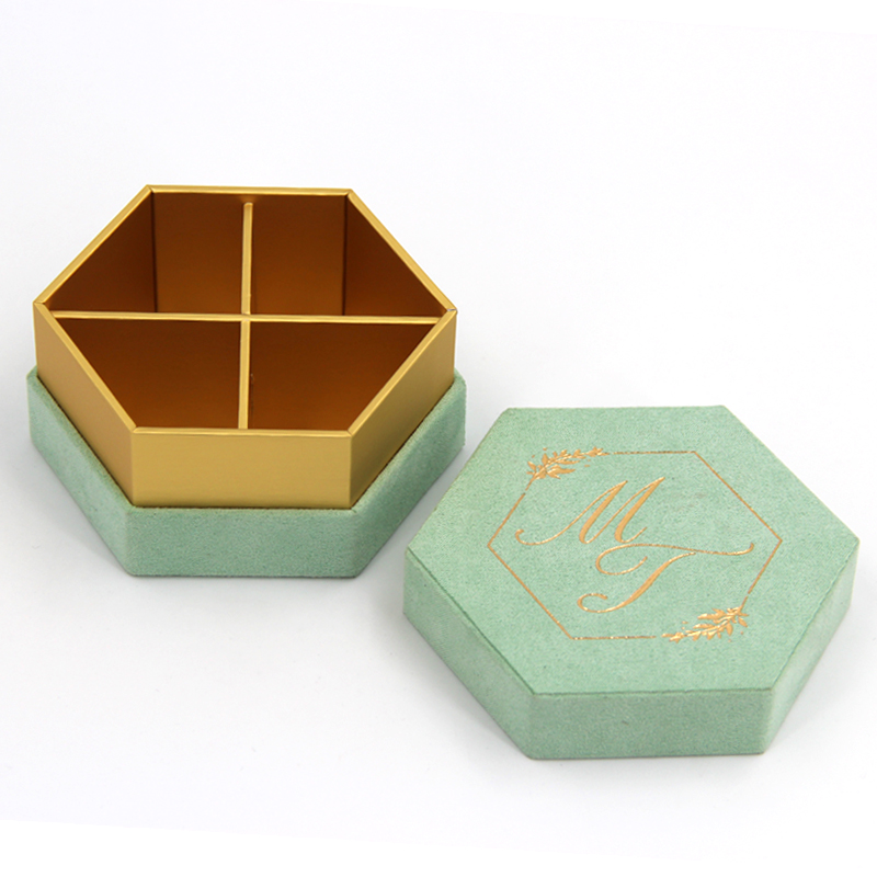 Luxury candy storage gift paper box for wedding favors custom hexagonal creative marble candy gifts box