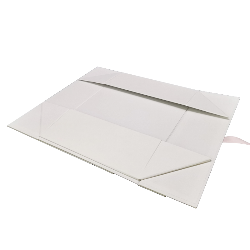 Custom Hot Stamping Logo Magnet Closure Folding Gift Box With Ribbon