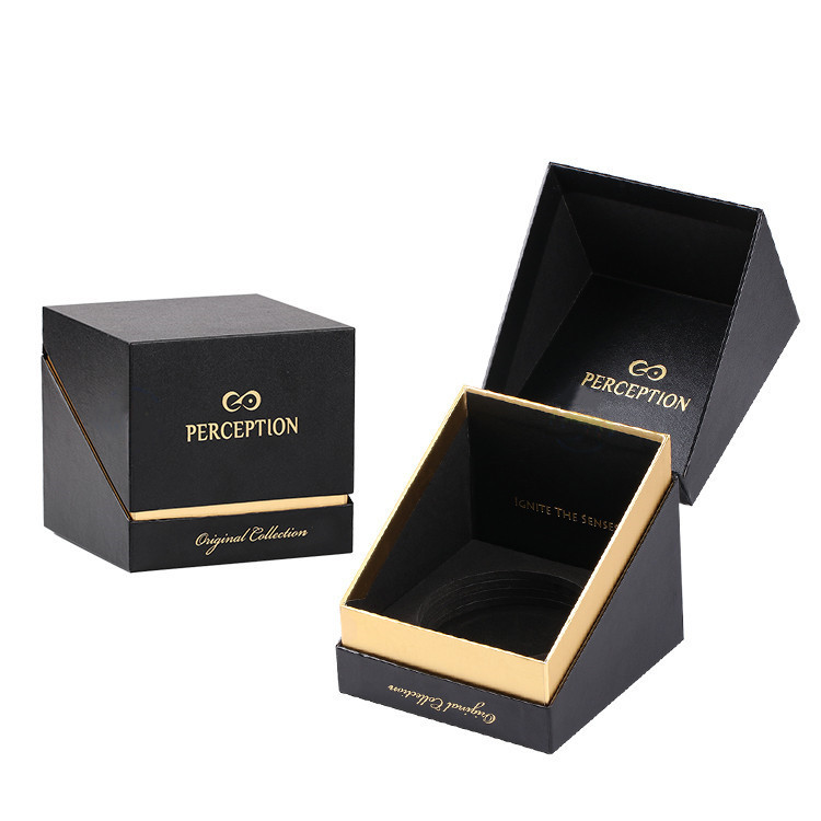 Eco Friendly Elegant Black Paper Box With Sponge Insert For Candle