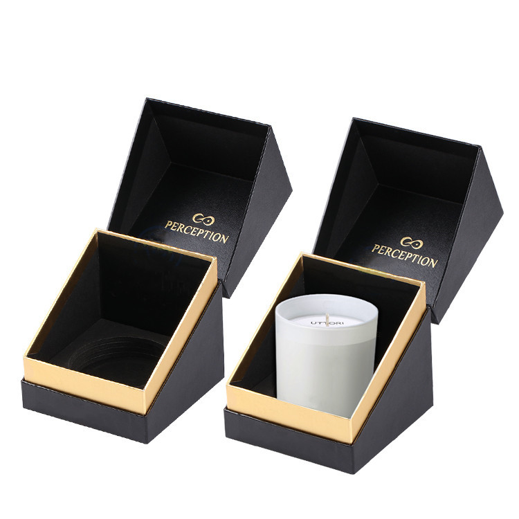 Eco Friendly Elegant Black Paper Box With Sponge Insert For Candle