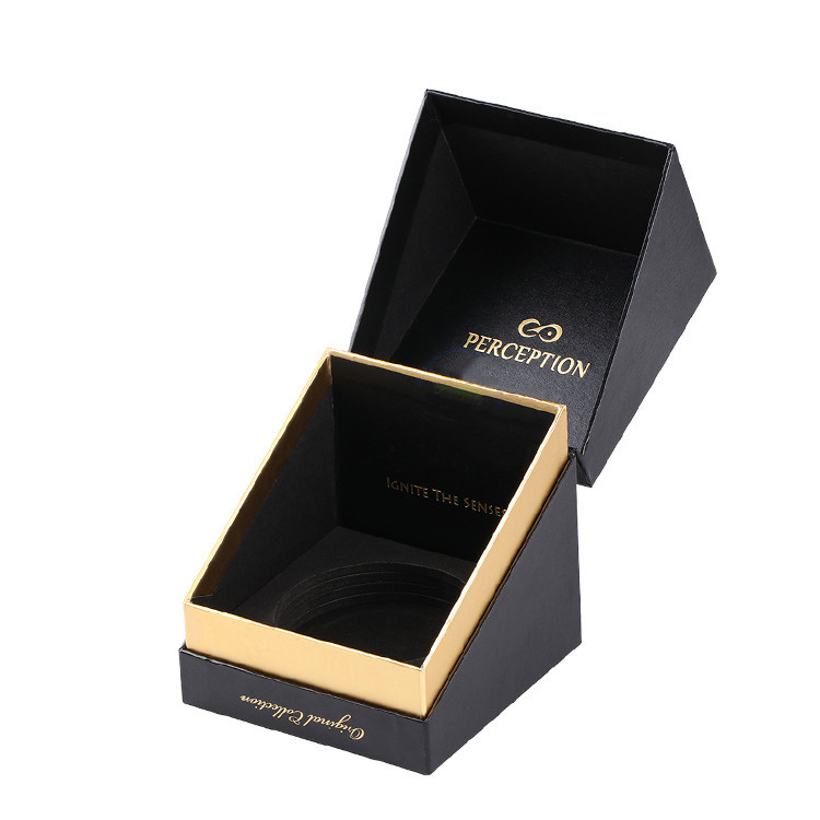 Eco Friendly Elegant Black Paper Box With Sponge Insert For Candle