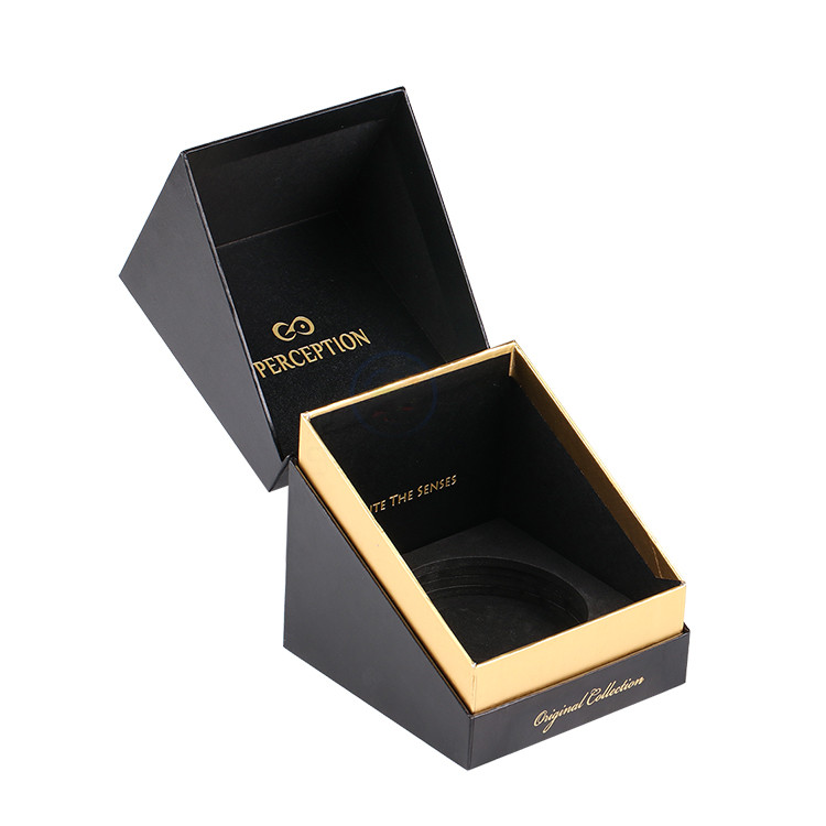 Eco Friendly Elegant Black Paper Box With Sponge Insert For Candle