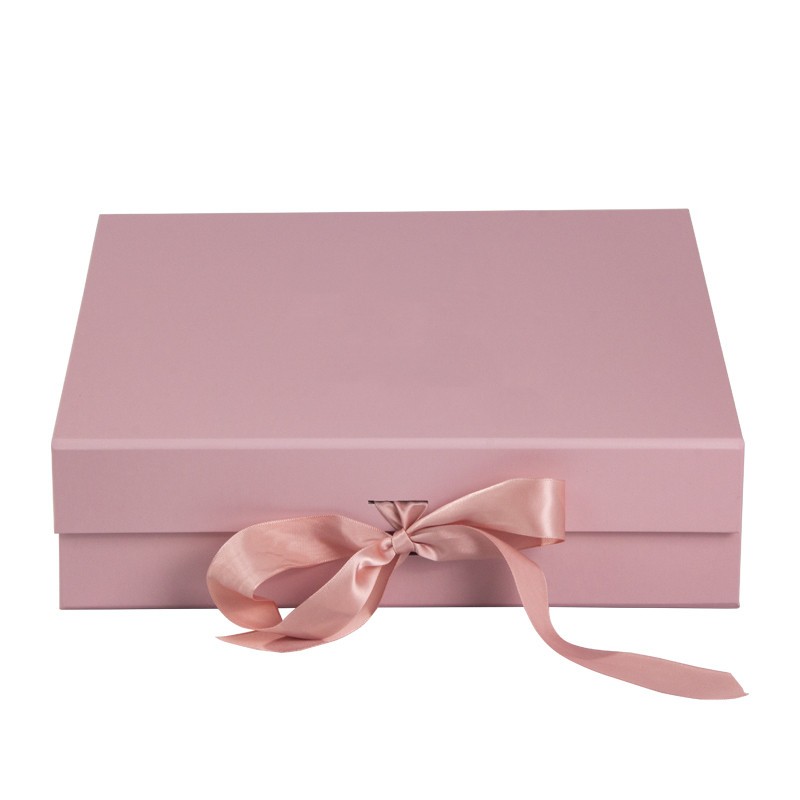 Custom design folding paper box with ribbon close for clothes