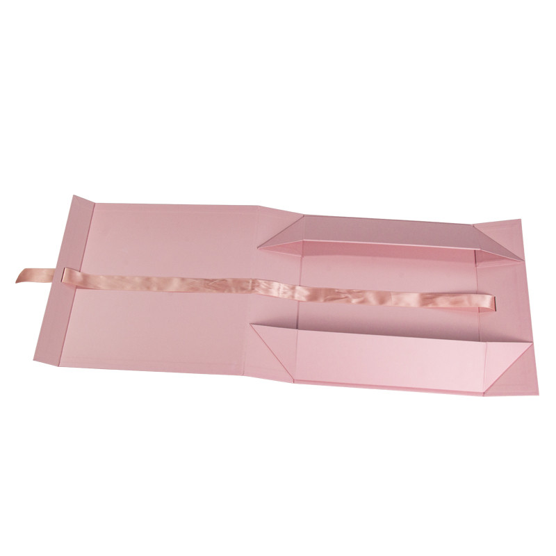 Custom design folding paper box with ribbon close for clothes