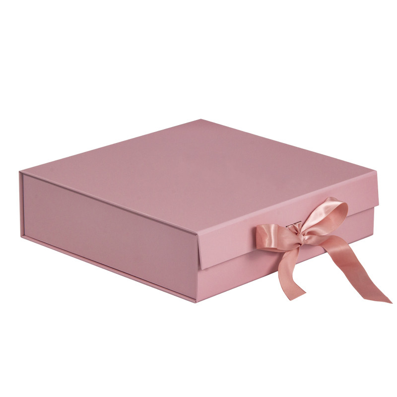 Custom design folding paper box with ribbon close for clothes