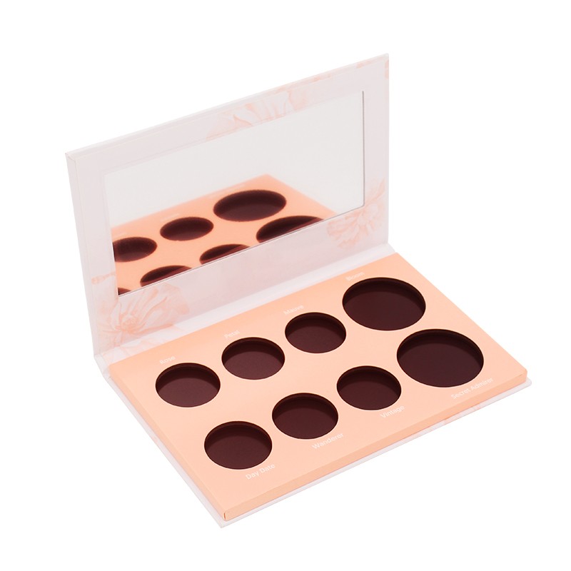 Custom cosmetic pacakging box for eyeshadow palette with 8 holes