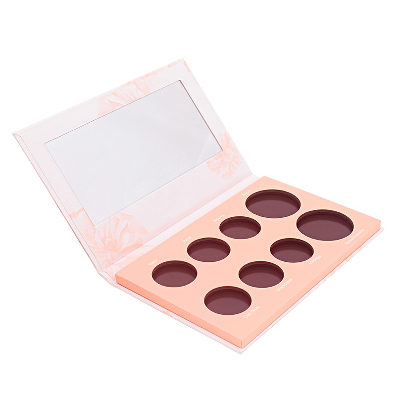 Custom cosmetic pacakging box for eyeshadow palette with 8 holes