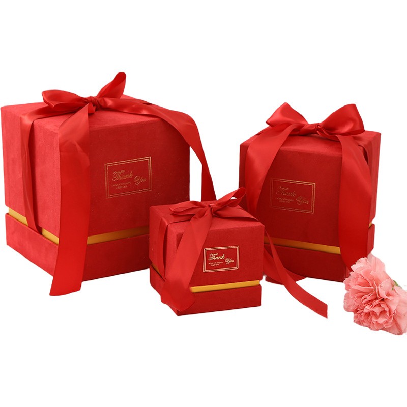 Luxury hot sale velvet suede Valentine's Day gift packaging box wedding candy box