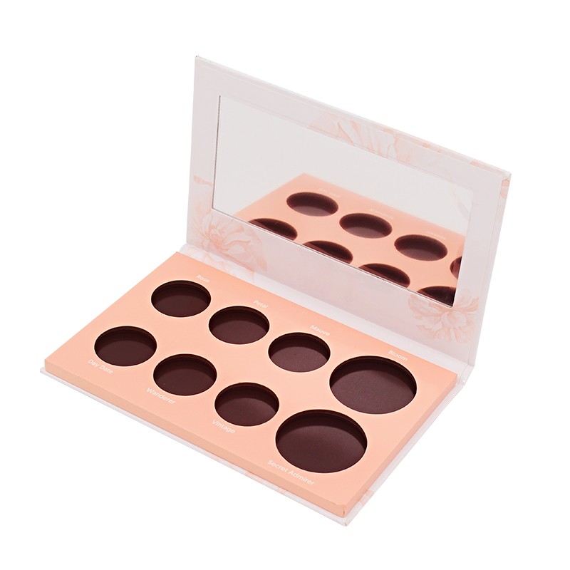 Custom cosmetic pacakging box for eyeshadow palette with 8 holes