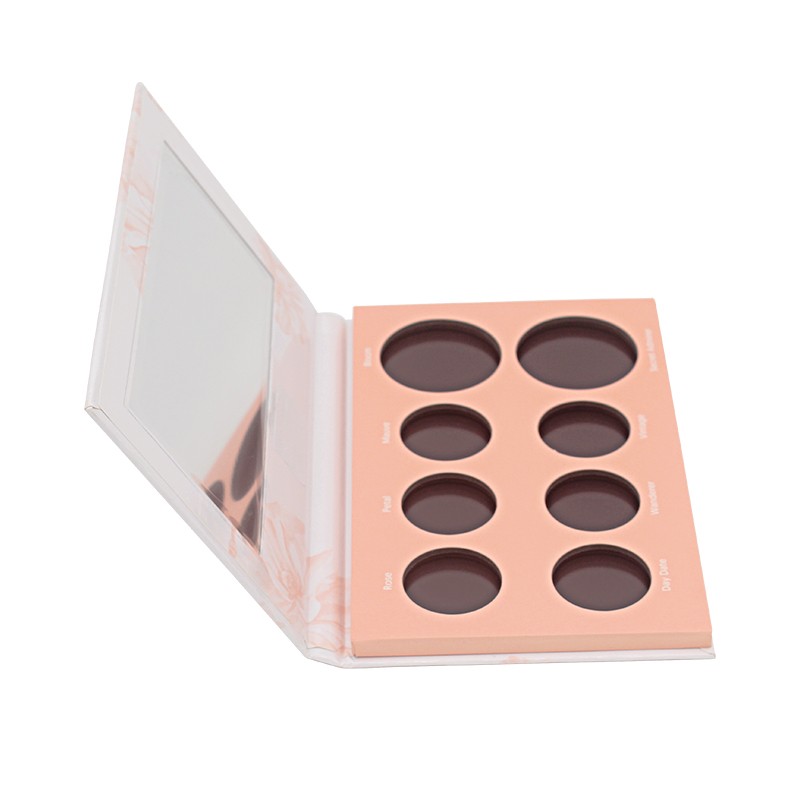 Custom cosmetic pacakging box for eyeshadow palette with 8 holes