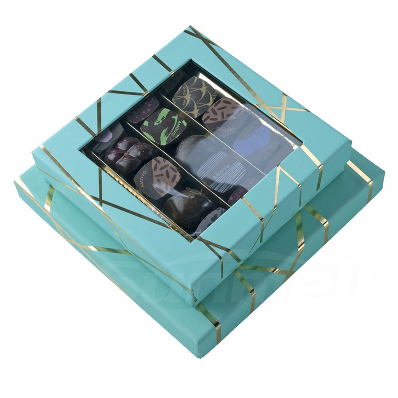 Custom Handmade Food Box With Window Empty Chocolate Box With Divider Inserts