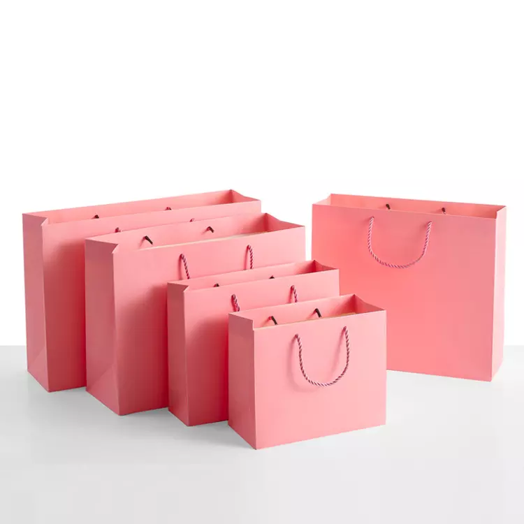 Wholesale customized Logo Luxury Gift Shopping Paper Bags with Twisted Handles